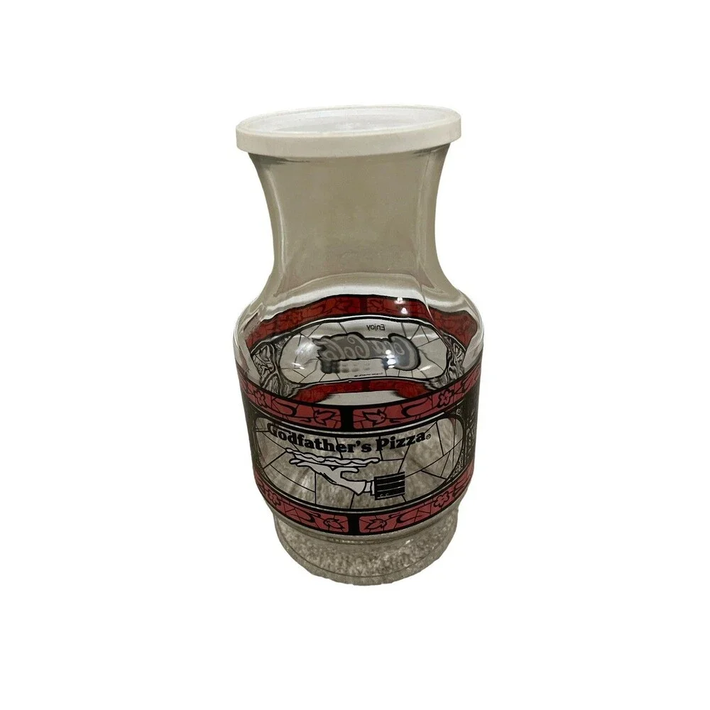 Vintage Godfather’s Pizza Coca-Cola 70s 80s Coke Carafe Glass Pitcher 9” Lid